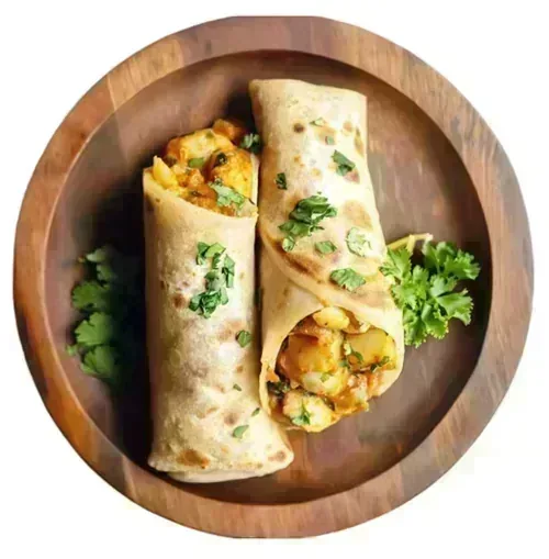 Bombay Frankie — Spiced potato with onion and lime in a paratha wrap