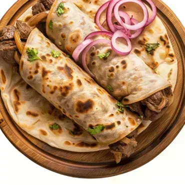 Kathi Roll and Fries (Chicken and Vegan)