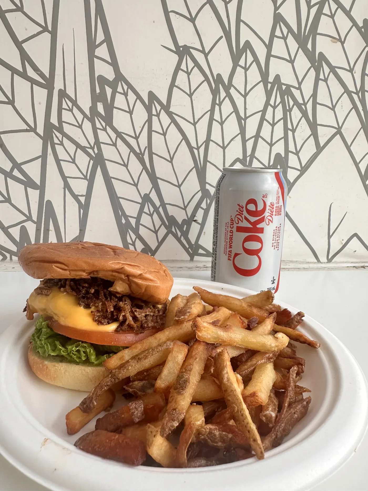 Burger and house fries at Fantasy Kitchen
